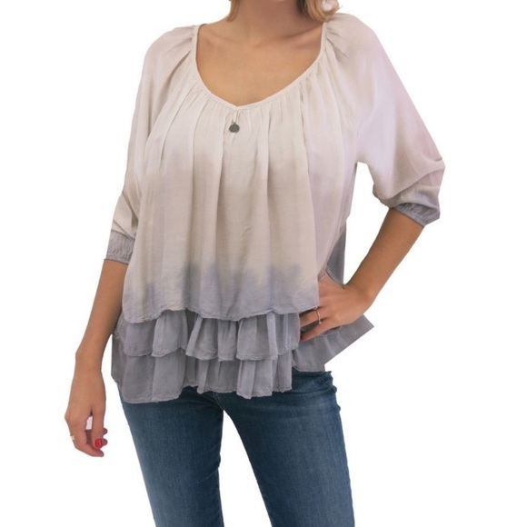 Tempo Paris Long Sleeve Tiered Ombré Blouse - Picture 6 of 6